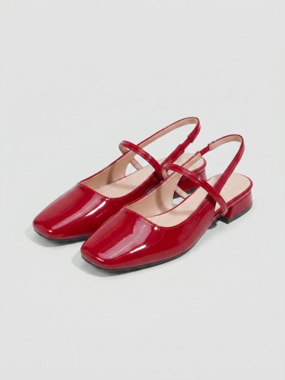 Women's Chic Red Mary Jane Low-Heel Square-Toe Slingback Shoes for Comfortable W - Picture 4 of 6
